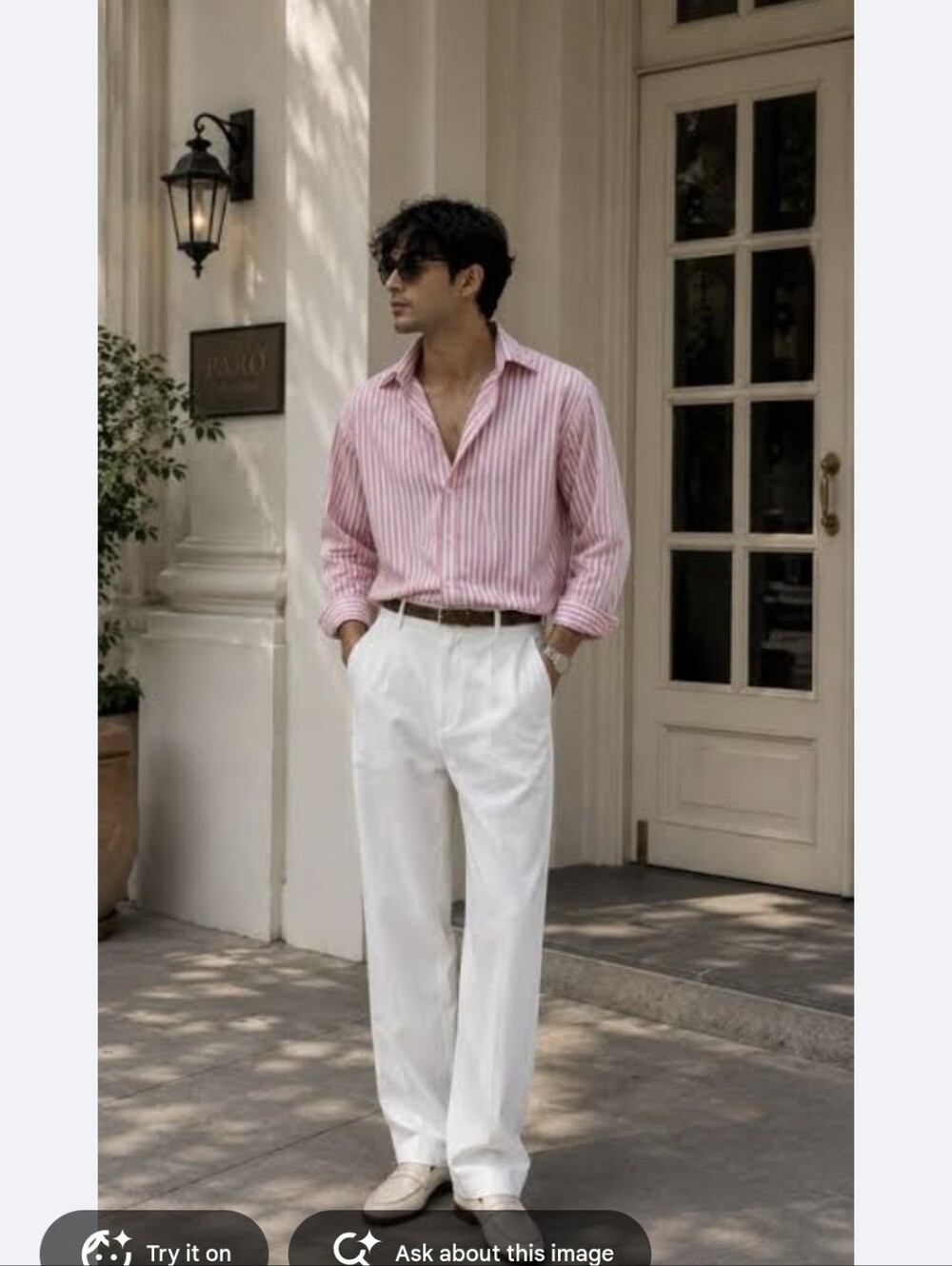 Lauren Ralph Lauren Pink and White Pinstripe Dress Shirt